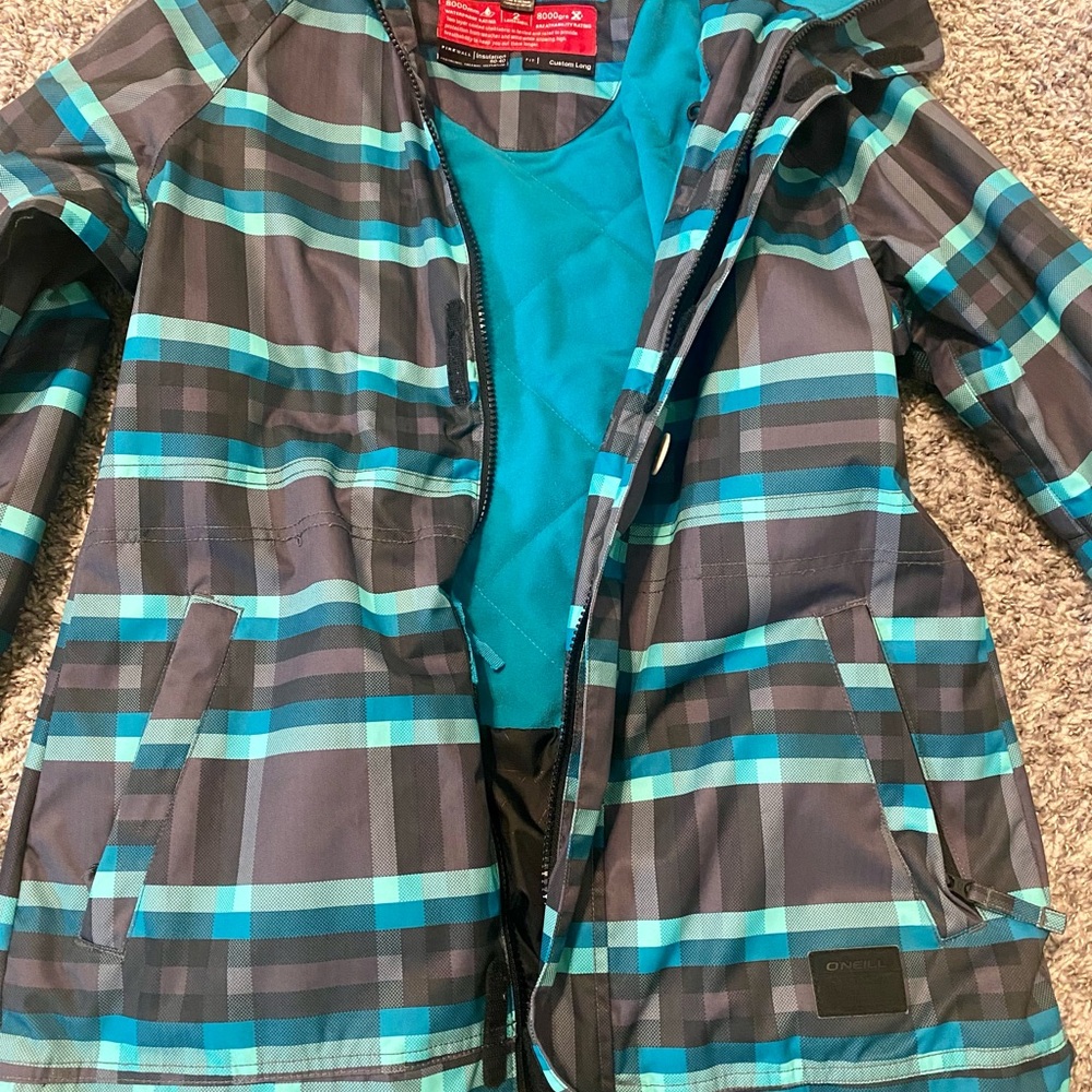 O'Neill Grey/Teal/Black/Aqua Blue Snowboard Jacket
